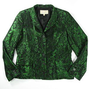 BURBERRY Green Floral Jacquard Blazer Jacket